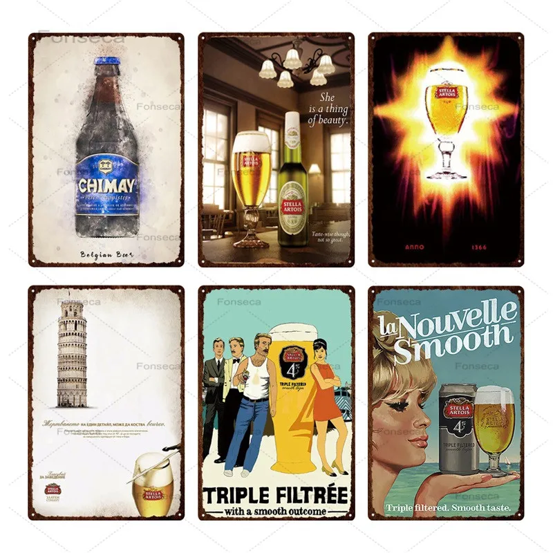 Бельгийского пива олова металла пластины со знаками пивной бар украшения Винтаж