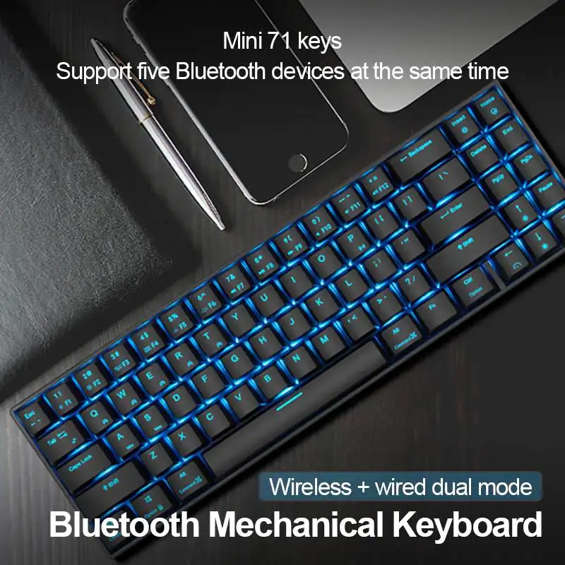 Механическая игровая клавиатура RK71 Royal Kludge с 71 клавишами маленькая Bluetooth 3 0