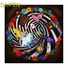 Алмазная вышивка с круглыми стразами, картина с квадратными стразами, вышивка крестиком, мультяшная девушка, Алиса, часы, улитки, сделай сам, 3D Мозаика