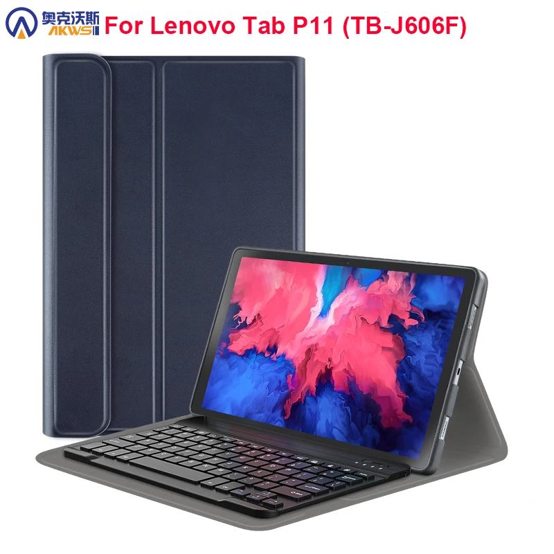 

Soft TPU Case For Lenovo Tab P11 with Keyboard,Tablet cover for Tab P11 TB J606F Magneitc Leather Funda Folio Wireless Keyboard