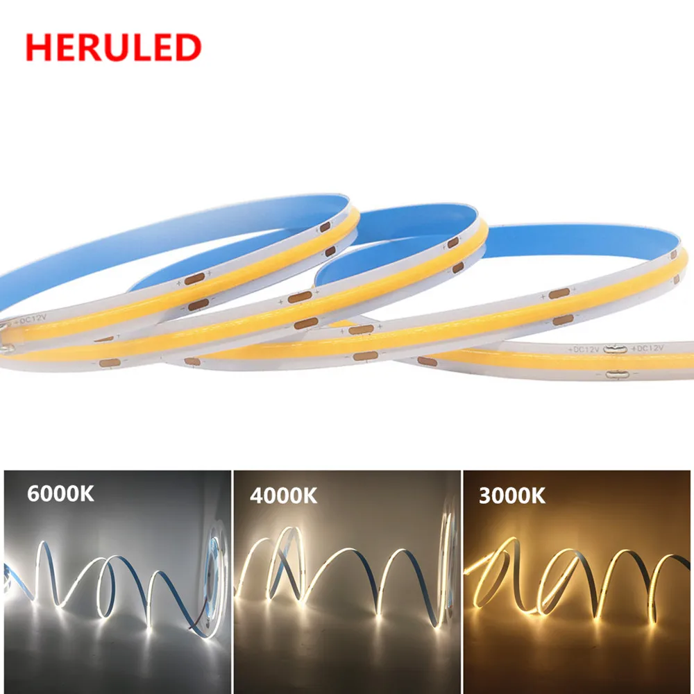 

DC 12V 24V High Density COB/FOB Led Flexible Strip Light 3000K 4000K 6000K White/Nature White/Warm White Led Strip Lighting IP20