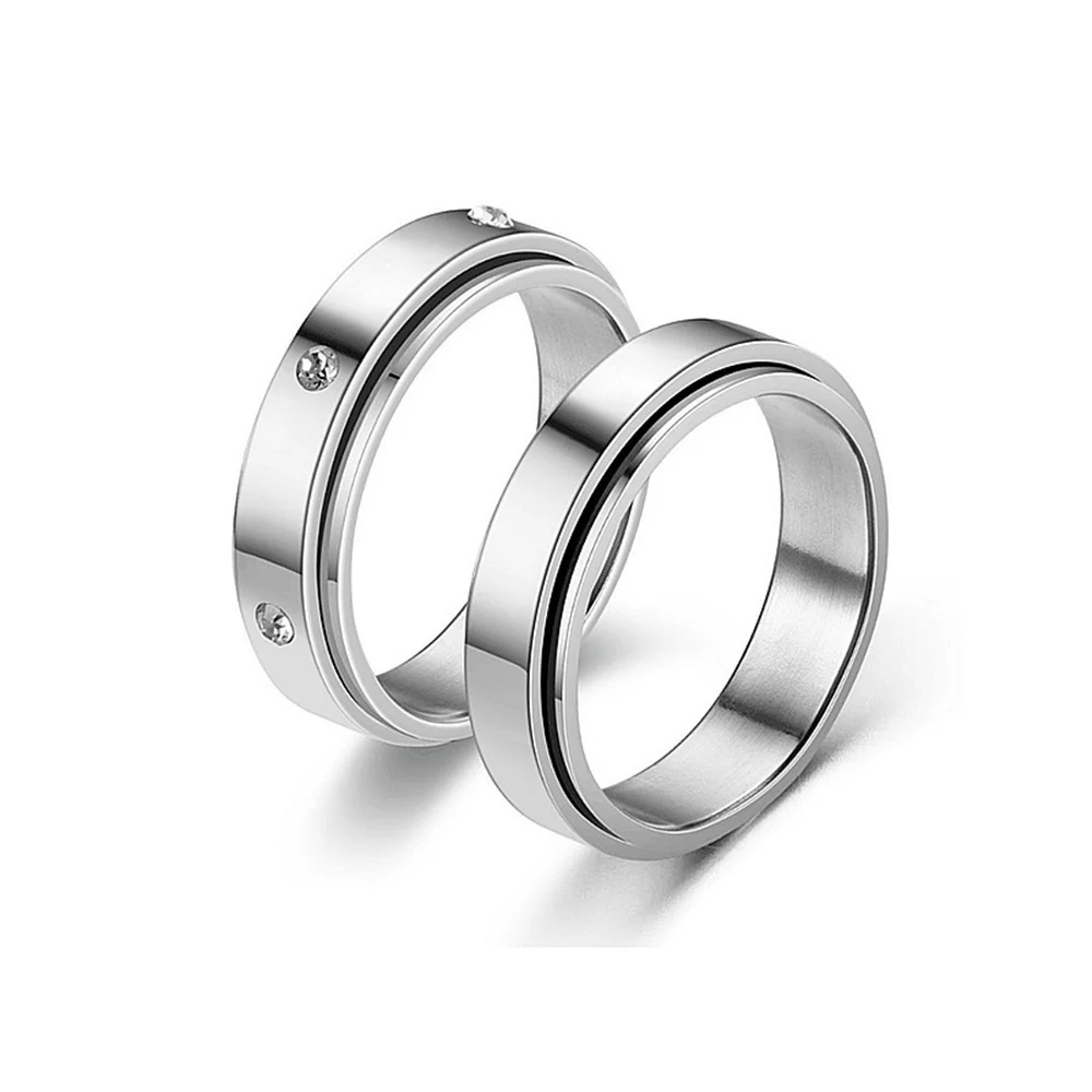 

Anxiety Fidget Spinner Rings for Men Couple Stainless Steel Spinning Rotate Ring for Women Anti Stress Accessories Jewelry