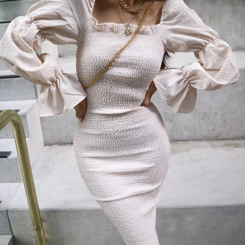 Женское вечерние легающее вечернее платье с оборками Осеннее пикантное