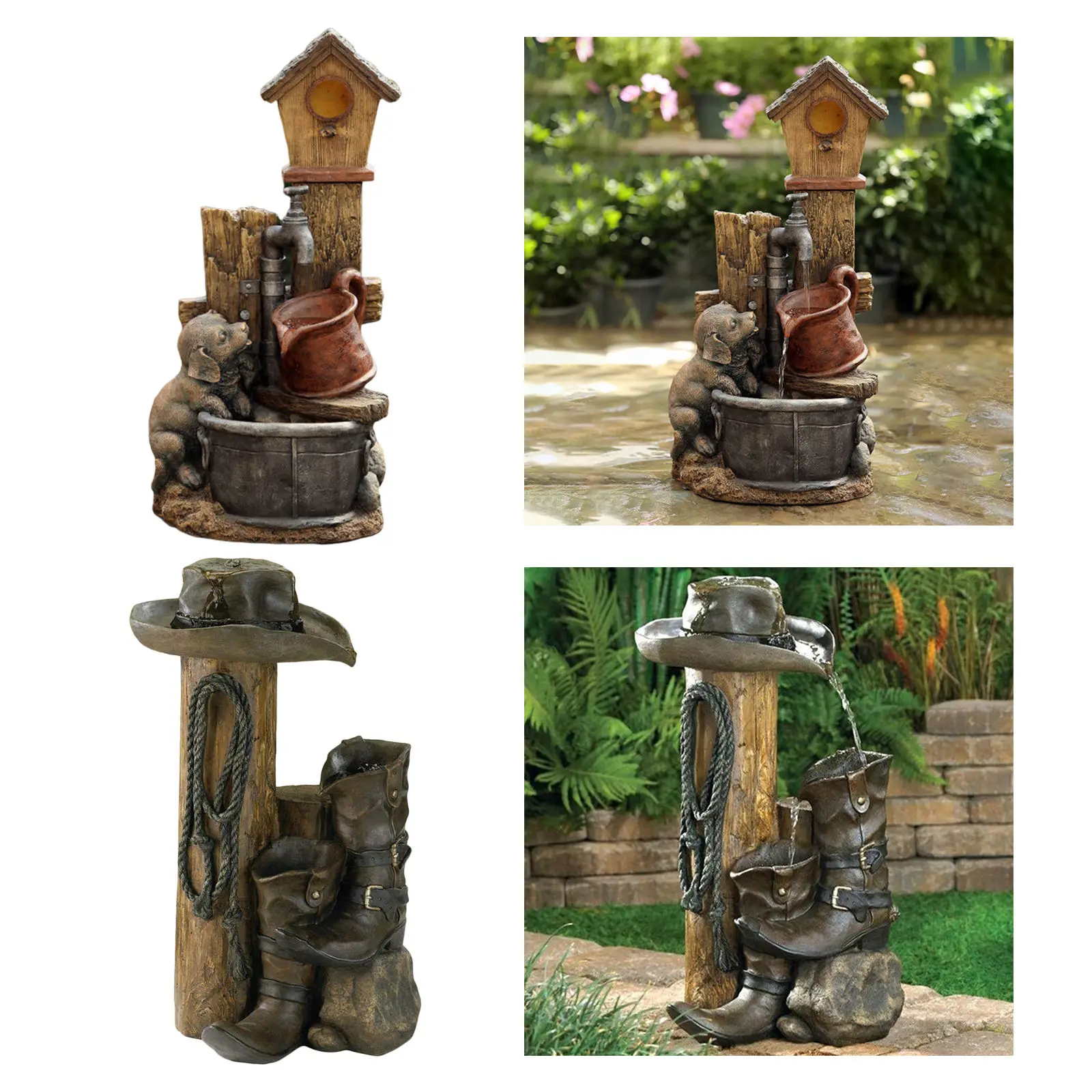 

Self-circulating Fountain Statue Lawn Decorative Ornaments Resin Crafts Running Water Home Gardern Decoration