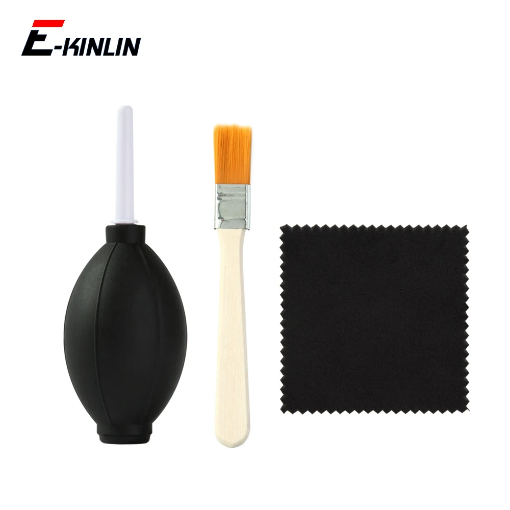 

3in1 Air Blower Pump Blowing Dryer Microfiber Cloths Nylon Brushes Clean Screen Camera Lens Motherboard Dust Cleaner Tools