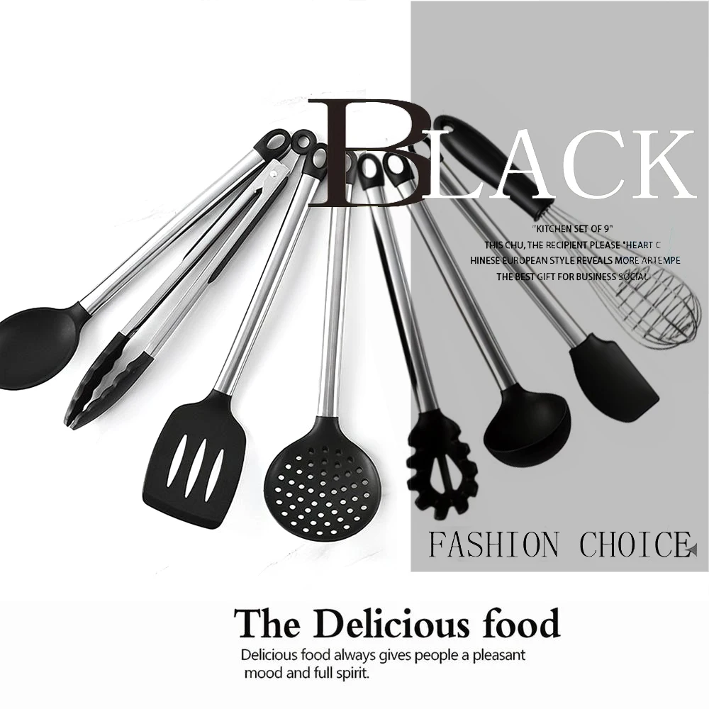 8 шт. набор кухонной посуды из нержавеющей стали силиконовая ложка Tong лопаточка