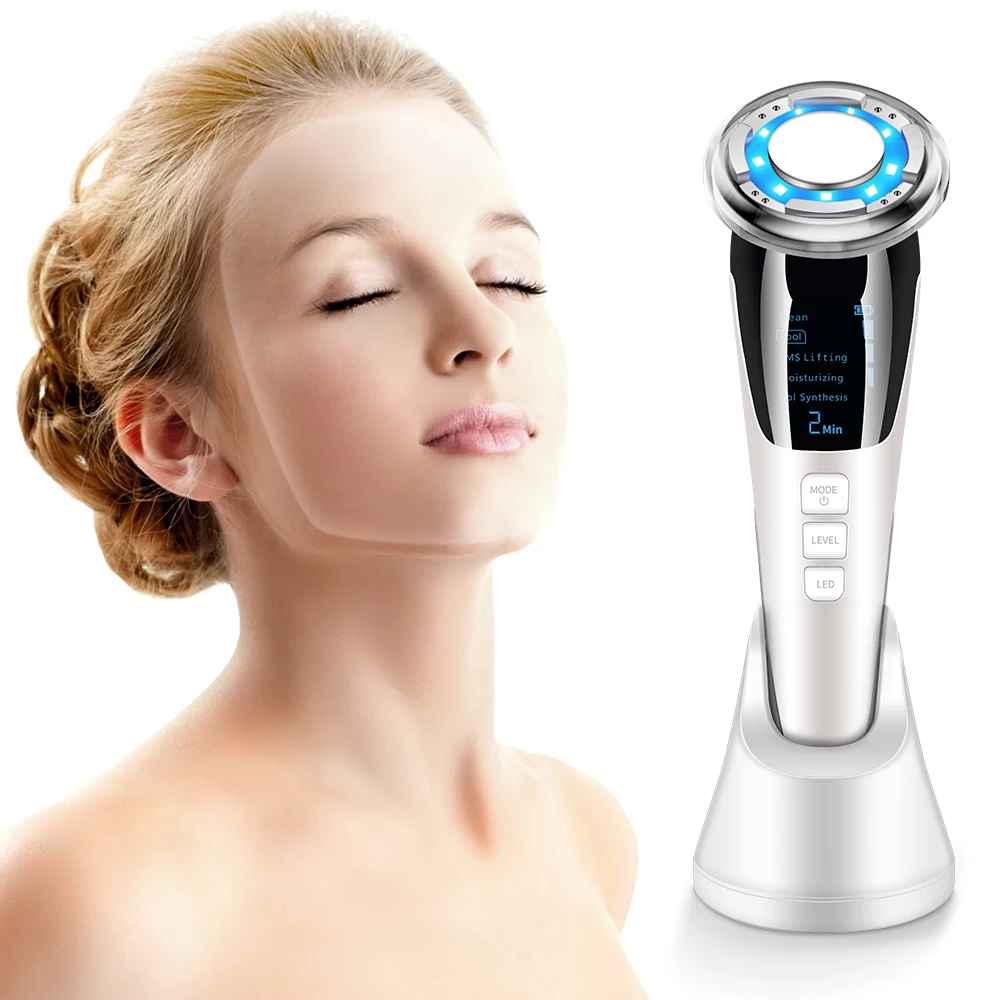 

EMS Hot Cool Facial Massager Sonic Vibration Ion LED Photon Anti Aging Skin Rejuvenation Lifting Tighten Face Skin Care Beauty