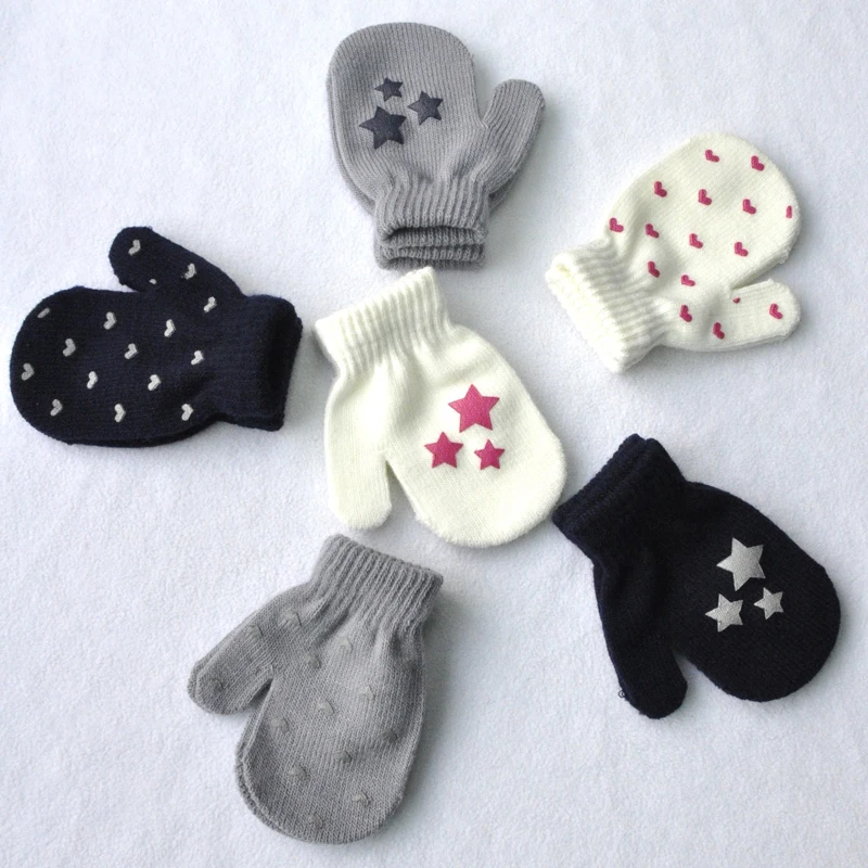 BalleenShiny Baby Knitted Gloves For Boys&Girls Solid Color Thicken Fluffy Gloves Toddler Warm Mittens Winter Accessories