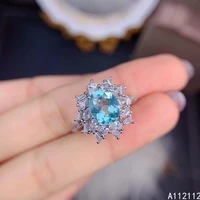 fine jewelry 925 sterling silver inset with natural gemstone womens luxury vintage flower apatite adjustable ring support detec