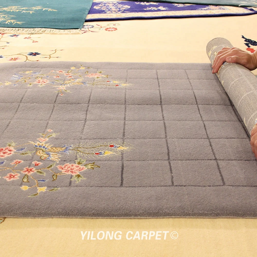 YILONG 3 'x 4 7' изысканный ручной вязки в китайском стиле серый ковер мягкий