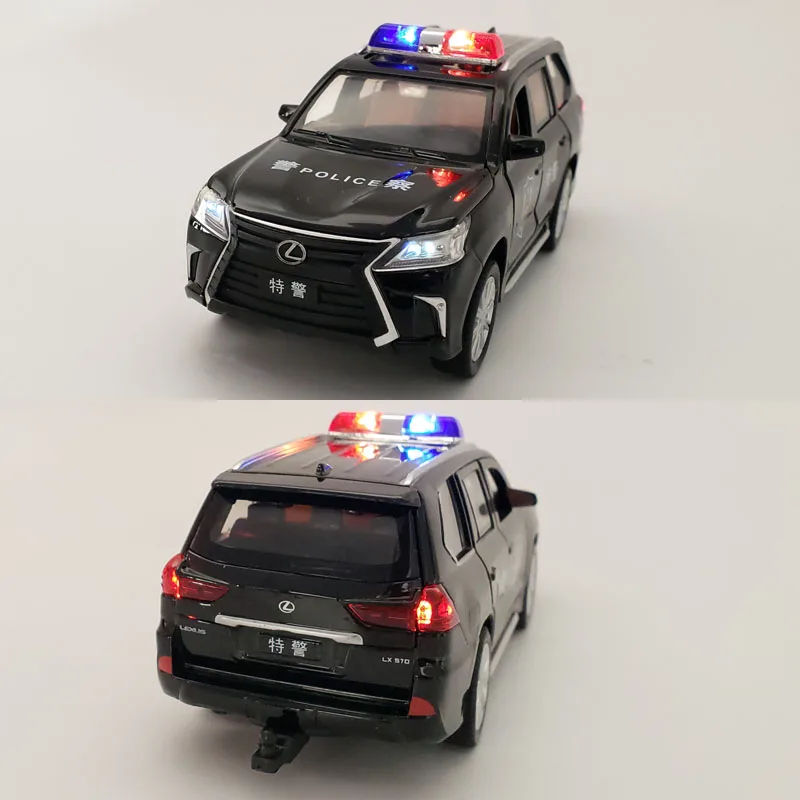 

1:32 Simulation Police Car LX570 SUV Off-Road Alloy with Lights Diecast Toys for Boys