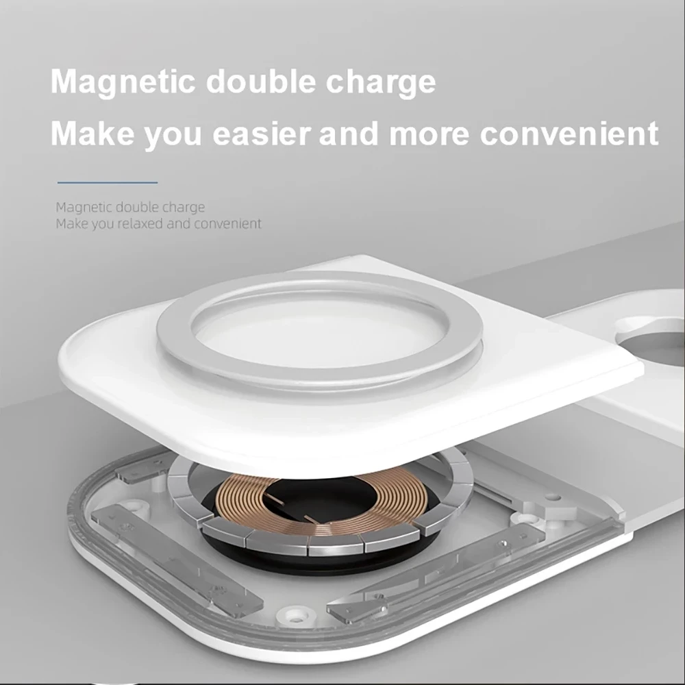 2 в 1 Складная магнитная Беспроводная зарядная док станция 15 Вт Быстрая зарядка