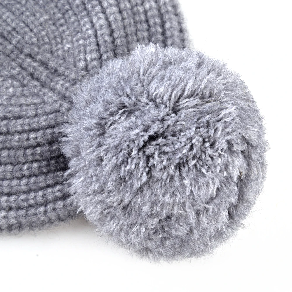 Трикотажные помпоном шапки бини зимняя теплая вязальная шерсть шляпы для женщин
