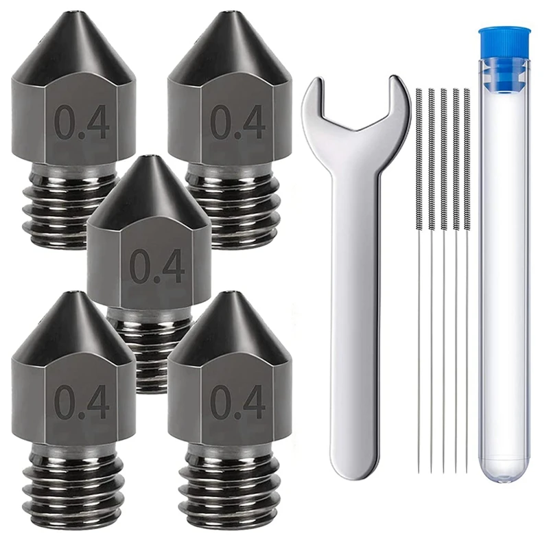 

3D сопло MK8 из закаленной стали, очищающие иглы/набор гаечных ключей, металлические наконечники сопла для Makerbot,Creality CR-10,Ender 3/Ender3pro