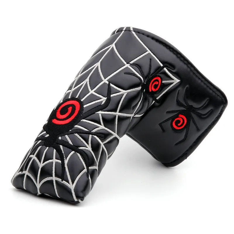 Паук с серебряной паутинной клюшкой для гольфа, крышка на голову для лезвия клюшки для гольфа, красный, белый, черный, крышка на голову