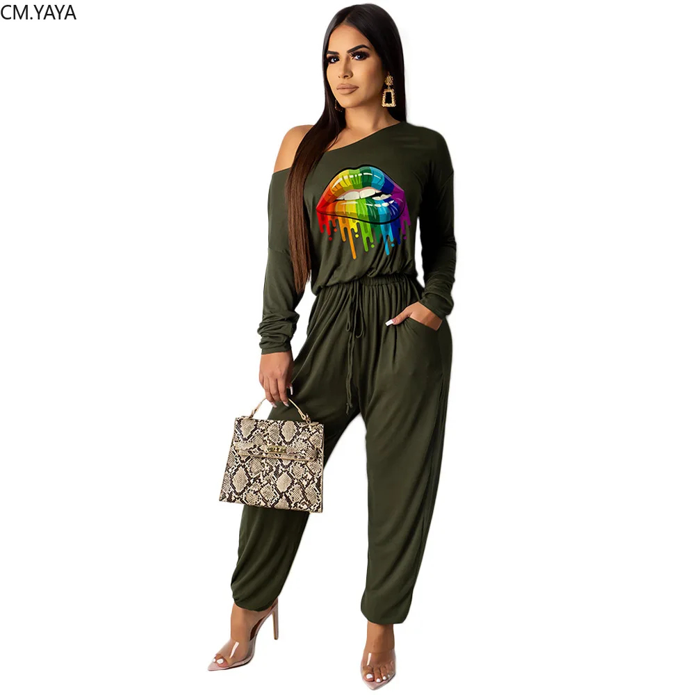 2018 комбинезоны с длинными рукавами Осень зима женские тканые комплекты принтом