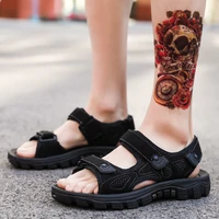 sandals mens summer mens shoes low top velcro breathable hollow toe cap casual fashion large size 45 sandals mesh air mesh 0