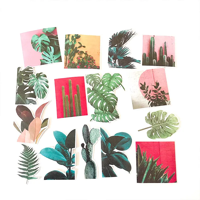 15 шт./компл. винтажные широкие листья зеленые посадки бамбуковые наклейки DIY