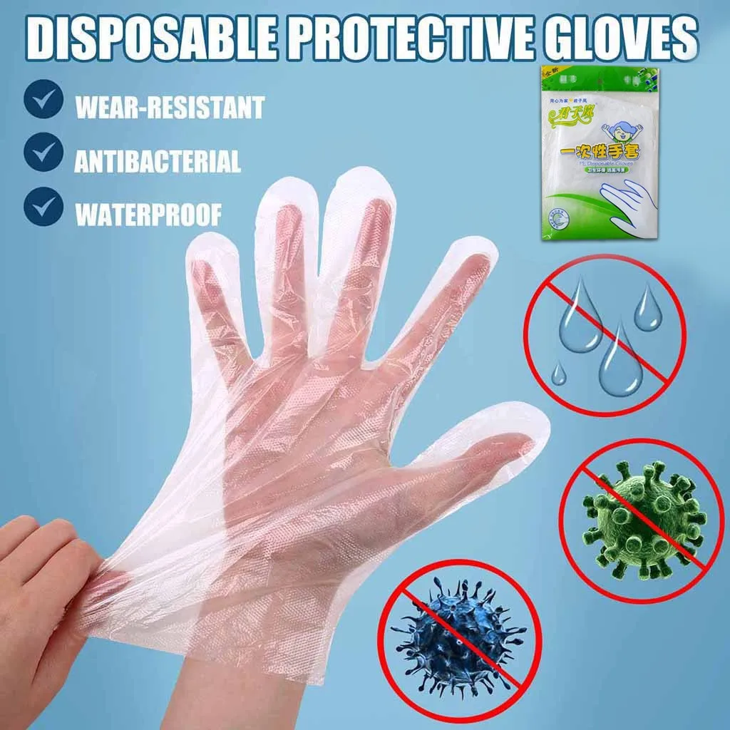 Одноразовые перчатки 100 шт. полиэтиленовые съемные толстые пластиковые пищевого