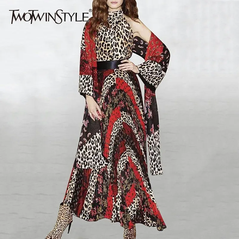 Женский винтажный костюм TWOTWINSTYLE двойка с принтом длинным рукавом и высокой