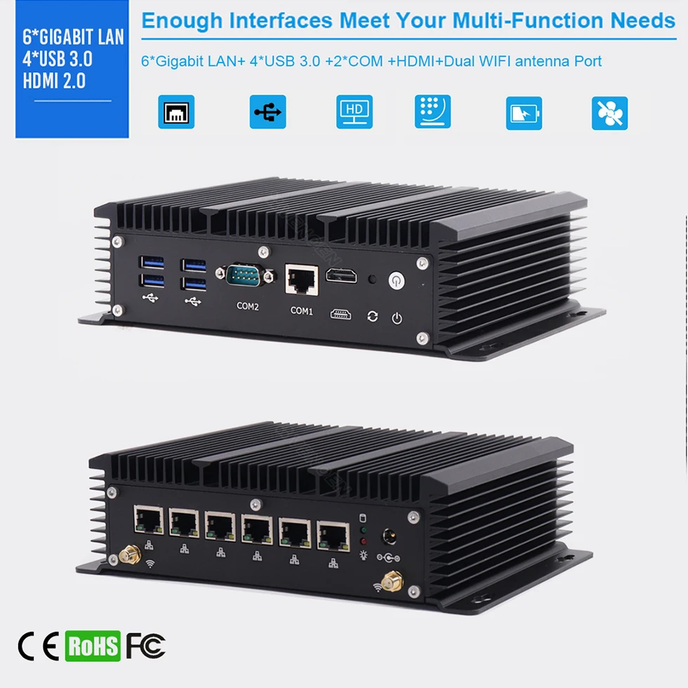 Мини ПК PFsense Celeron 3865U Core i5 7267U 6 LAN Windows 10 Pro Linux 2955U SD карта DDR3 слот для SIM карты