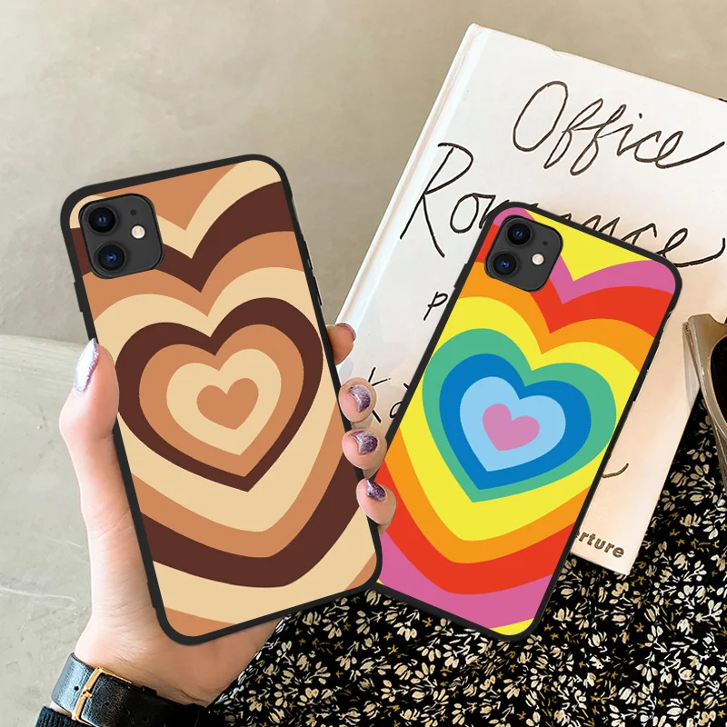Роскошный Радужный чехол для телефона с сердечками iPhone 11 11Pro Max SE 2020 X XS XR 8 7 6s Plus