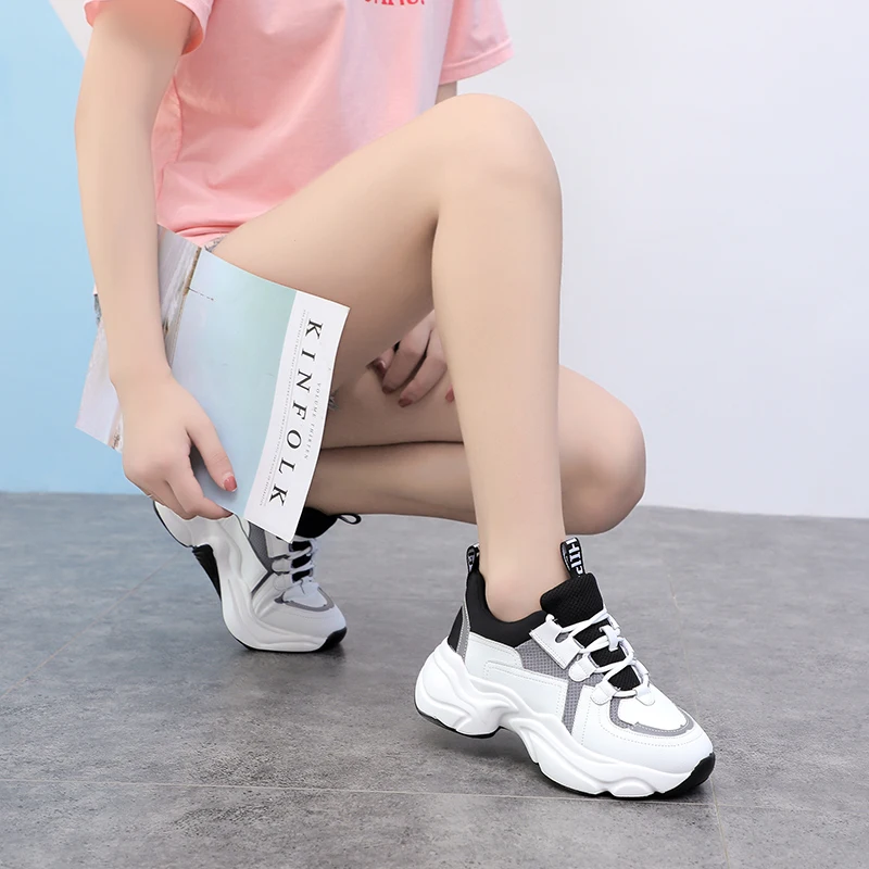 Женские кроссовки на толстой подошве Fujin дышащие водонепроницаемые платформе с