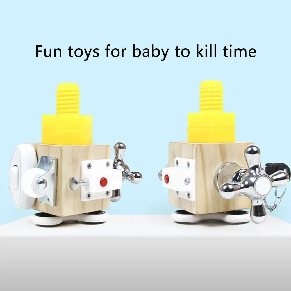 

Wooden Busy Cube Multifunctional Busy Block Unlock Toys Baby Fidget Board Montessori Busy Training Early Box Lock Learning A7J8