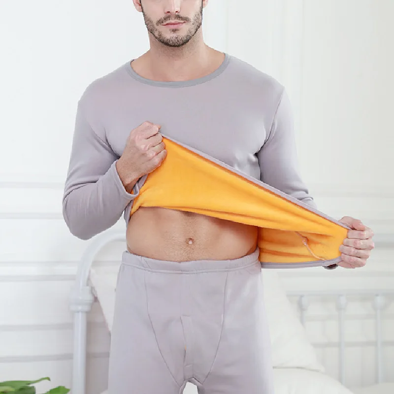 Мужское зимнее бархатное плотное термобелье теплая многослойная одежда