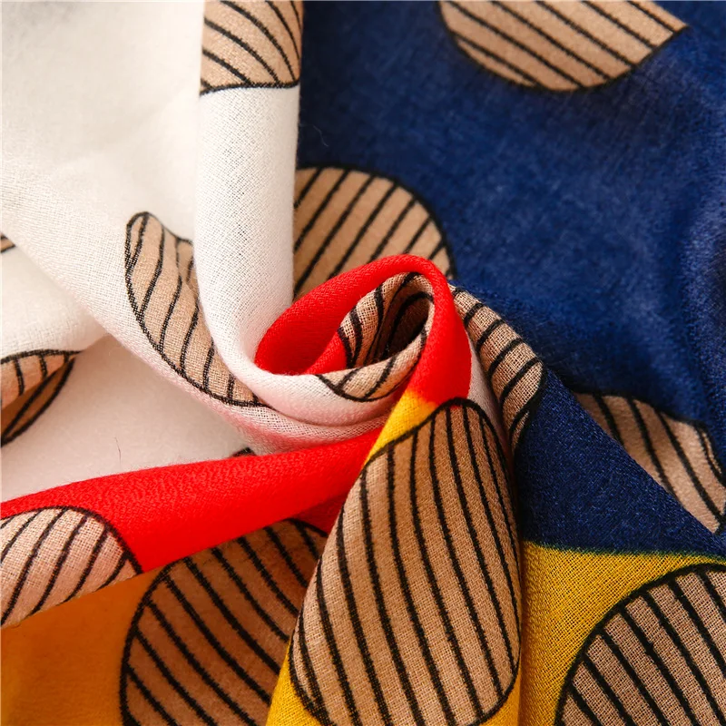 Luxury ladies scarf 2021 new autumn length cotton wholesale Seven striped color dots fashion sunscreen shawl |