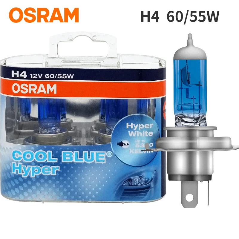 Osram автомобильный головной светильник H7 H1 H4 галогенный автомобильный головной светильник 5300K белый светильник 12 В 55 Вт для Honda Buick Volkswagen Golf Cool Blue Hyper - Испускаемый цвет: H4-62193CBH