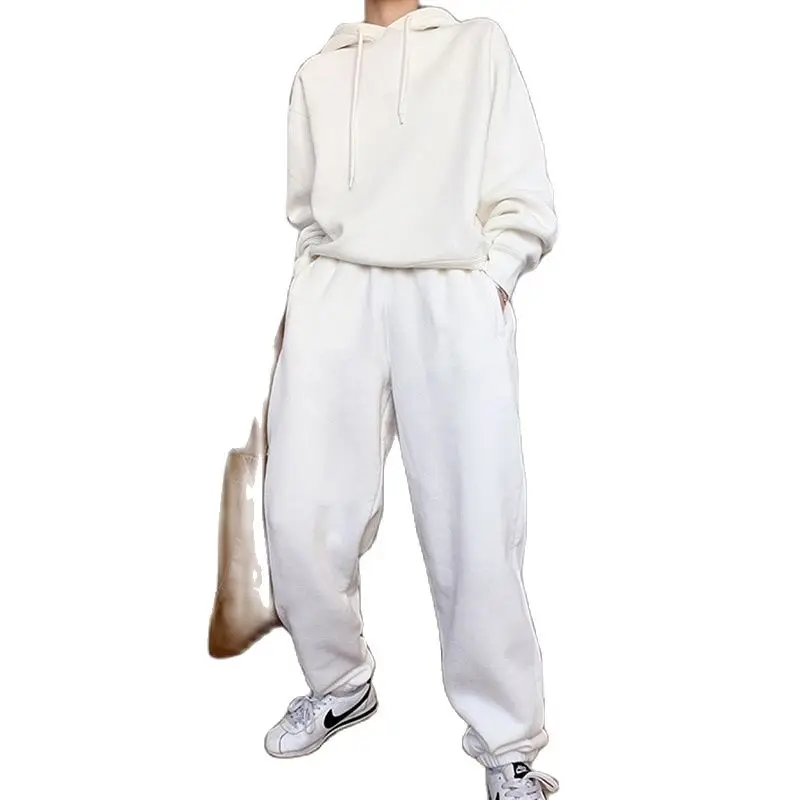

Wixra Womens Basic Cotton Sweatshirts Sets Early Spring Hoodies+ Elastic Waist Pants Casual Suits Street Wear