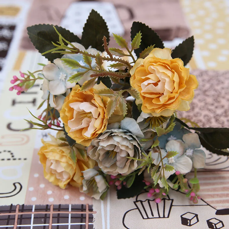 

Small Ball Rose Fake Flower Home Decoration Simulation Bouquet Festive Party Supplies Artificial Decoration Flowers Home Decore