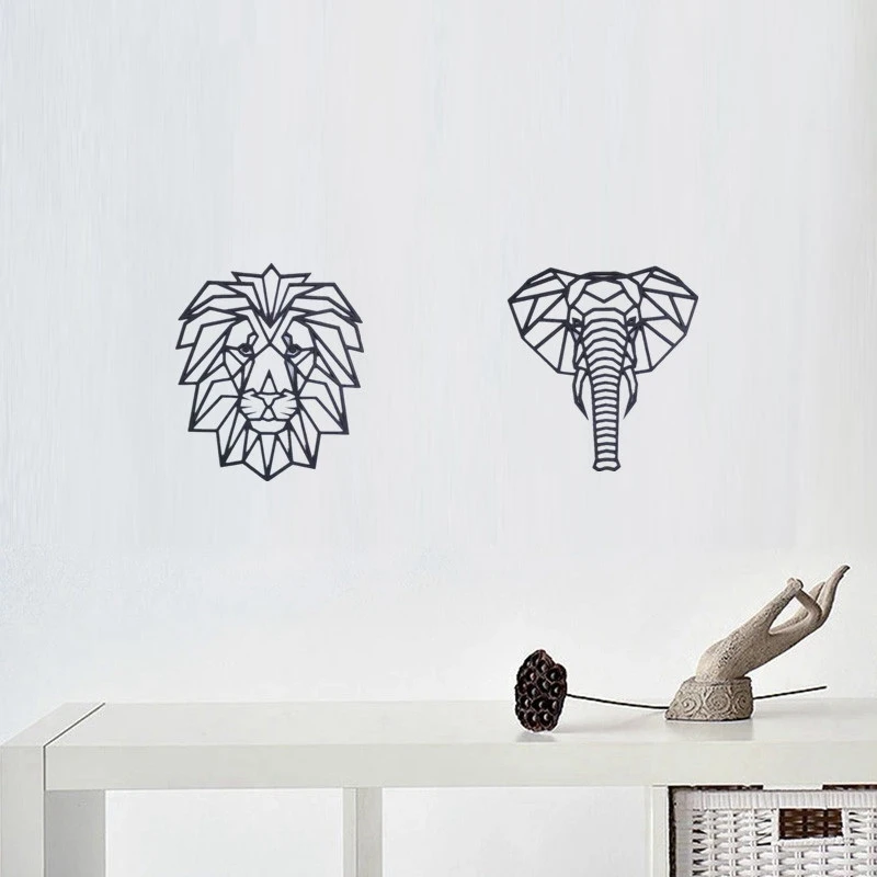 3D геометрические Деревянные Настенные Стикеры с животными для украшения