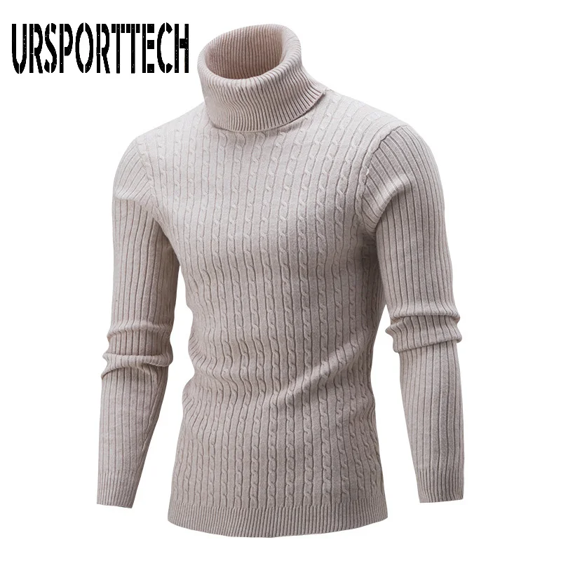 Осенне зимний мужской свитер с высоким воротником осенне модный однотонный