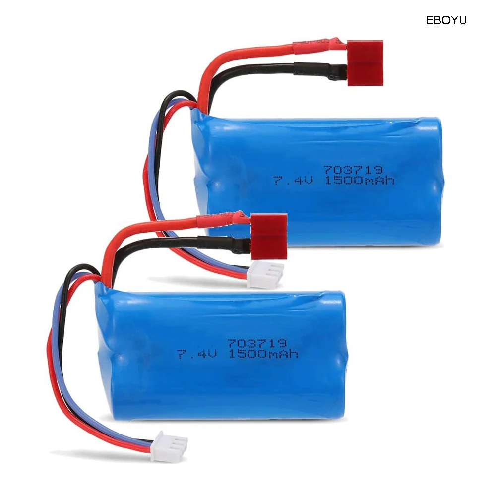Аккумулятор EBOYU с Т разъемом 7 4 В 1500 мАч для автомобилей Feiyue FY03 WLtoys 4WD RC Cars 12401 12402 12403