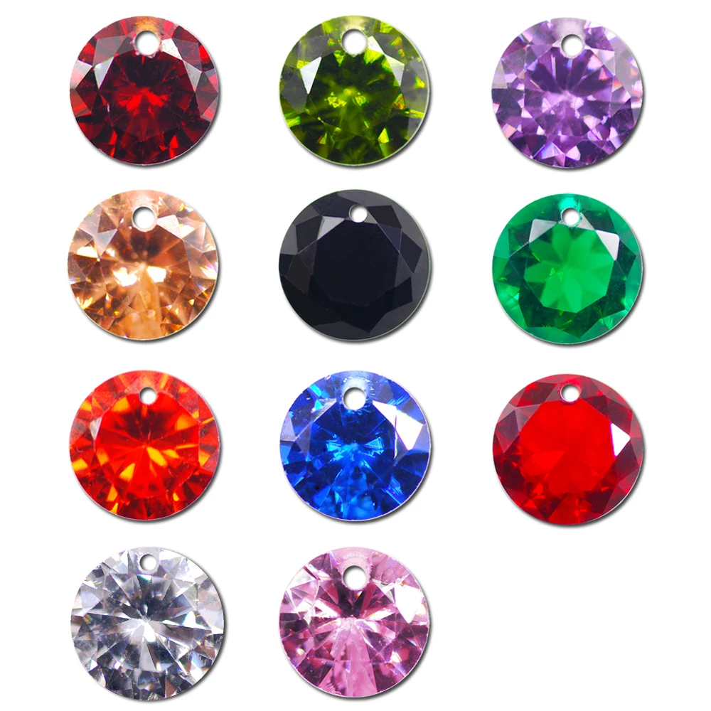 

Cubic Zirconia Stone Straight Hole Multicolor Round Shape Brilliant Cut 4/6/8mm Loose CZ Stones Synthetic Gems Beads For Jewelry