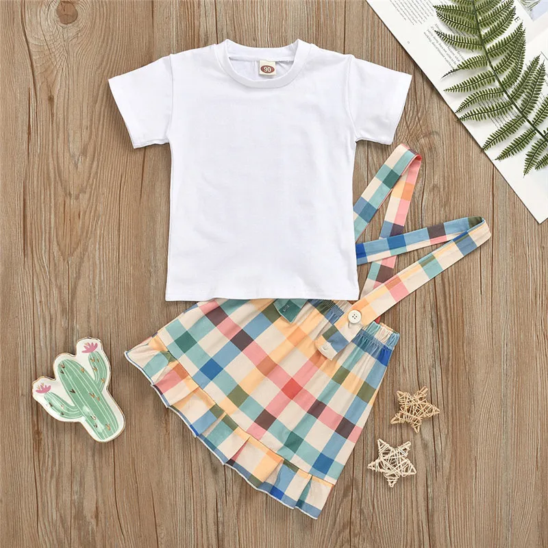 Одежда для маленьких девочек комбинезон с длинными рукавами + юбка на подтяжках