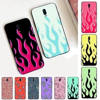 fashion red flames phone case for vivo y91c y11 17 19 17 67 81 oppo a9 2020 realme c3