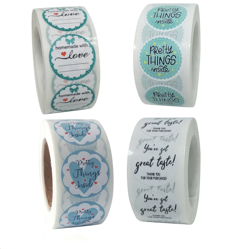 

1 Inch 500 Pcs/roll Homemade with Love High Quality Label Sticker for Baking Gift Crd Party Wedding Gift Packaging Business