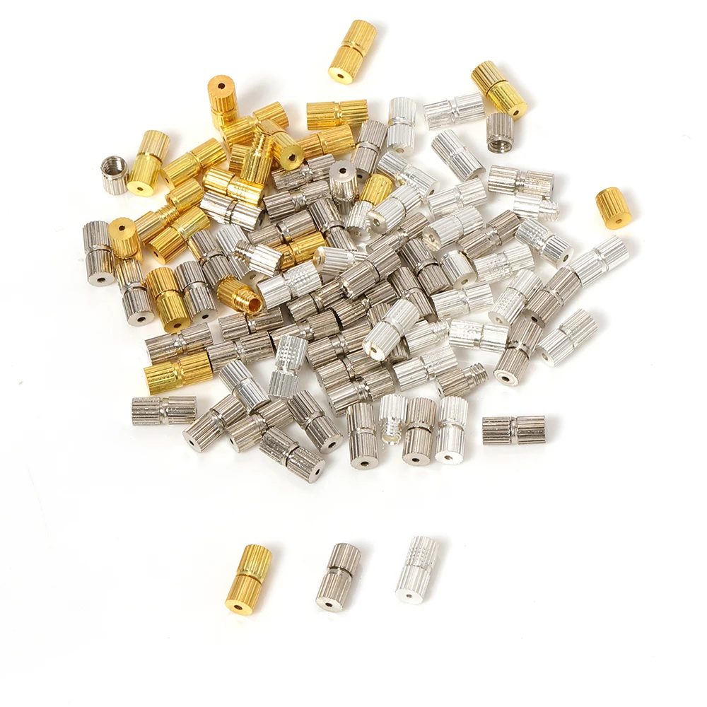 

50pcs Cylinder Fasteners Buckle Closed Screw Clasps for Bracelet Connectors for DIY Jewelry Making Accessories Findings Supplies