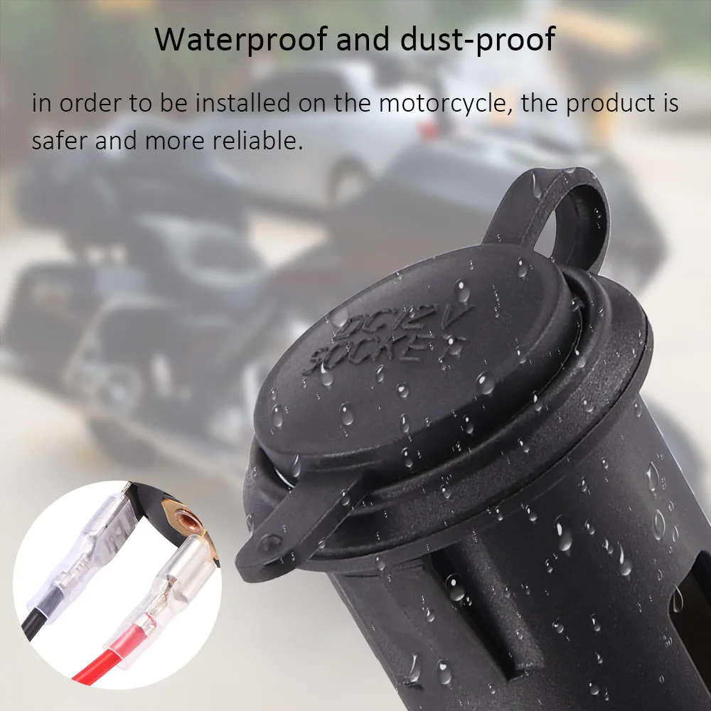 

Universal Cigarette Lighter Waterproof Power Motorcycle Boat Car Cigarette Lighter Socket Plug Fuse Wire Motorbike Accessories