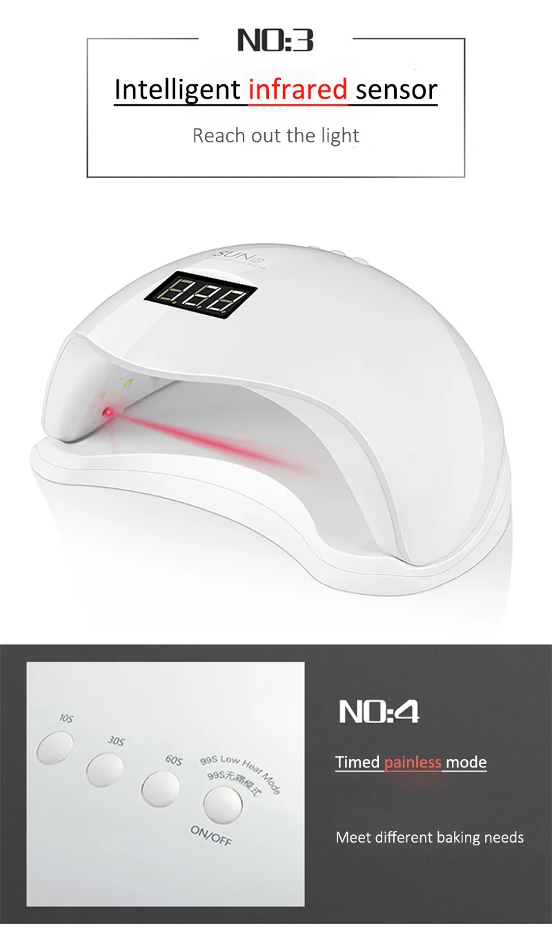 SWOISS 48W UV LED Lamp Nail Dryer For All Gels Polish Sun Light Infrared Sensing Timer Smart LCD Display Manicure