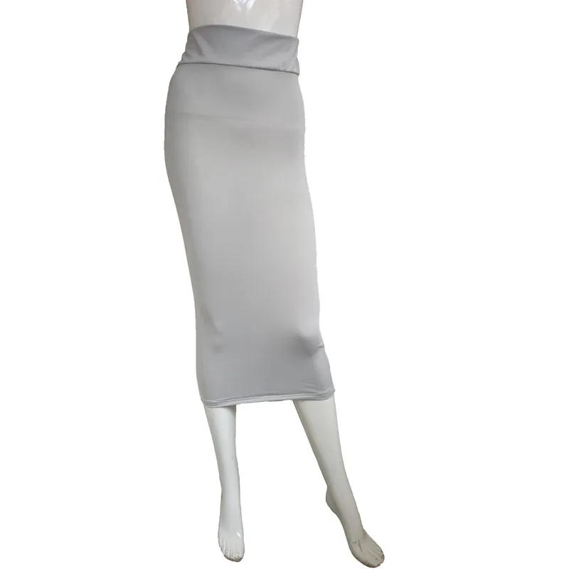 

New Long Skirts Womens Plus Size Summer High Waist Spandex Slim Mid-calf Skirt Straight Elegant Ladies Maxi Skirt Black Red Gray