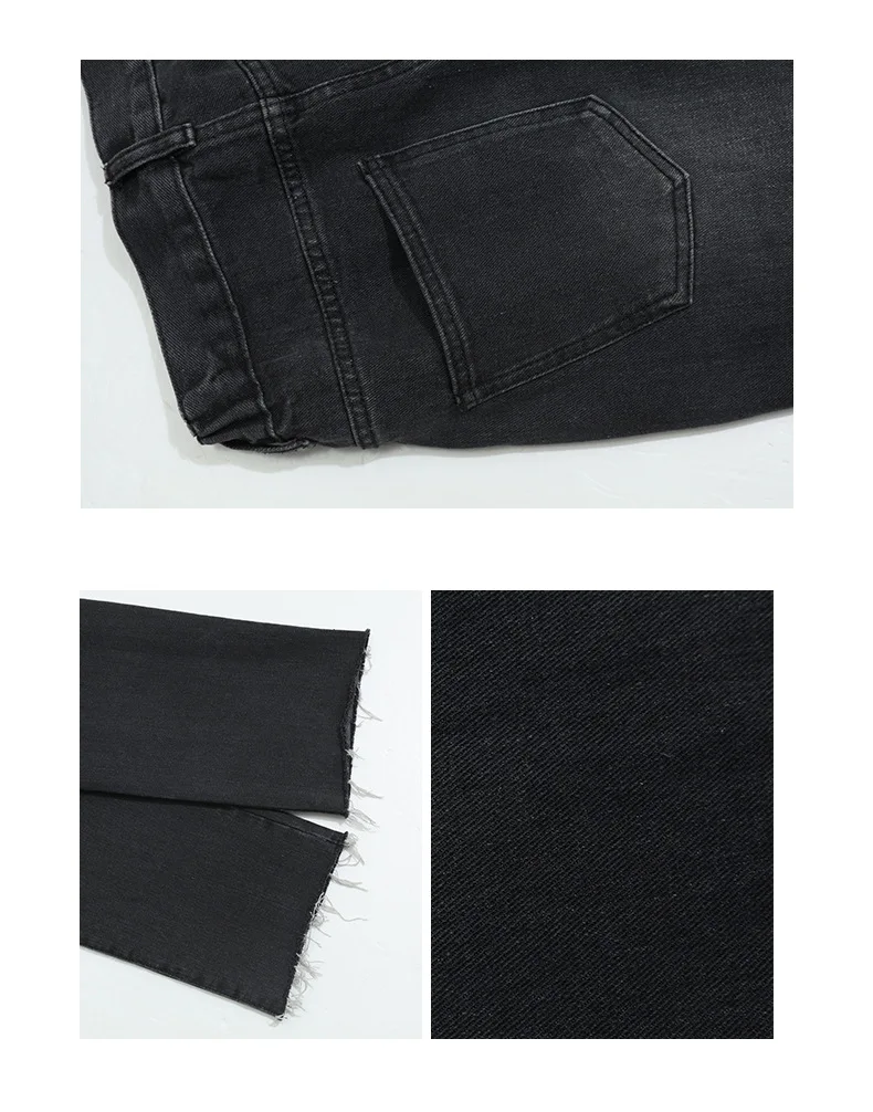 

Men High Street Hip Hop Gray Casual Broken Hem Jeans Pant Male Japan Korea Style Vintage Denim Trousers Pant