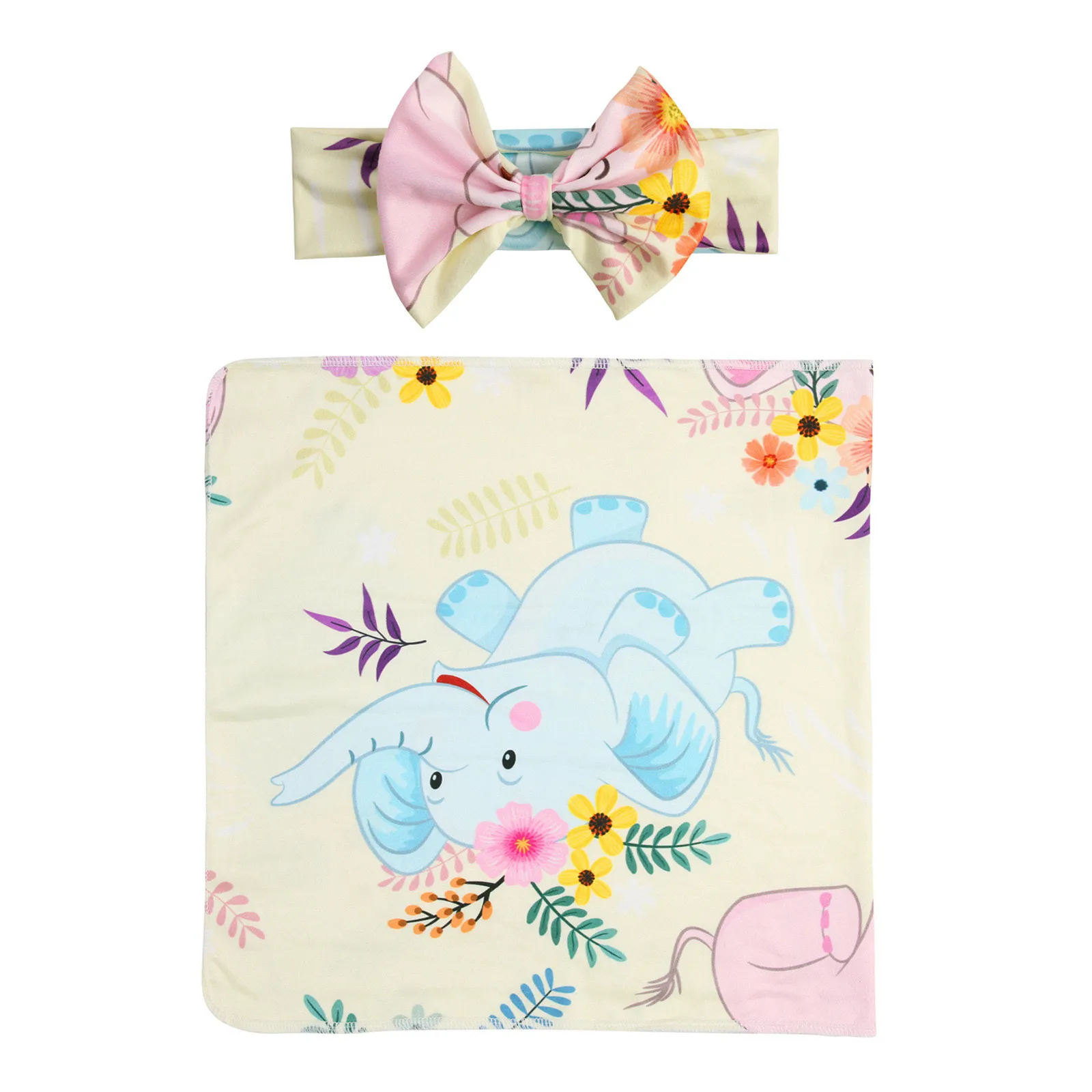 

Newborn Baby Photography Props Swaddle Blanket Printed Wrap Headband 2pcs Suit Toddler Girl Boy Clothes Kids Clothes
