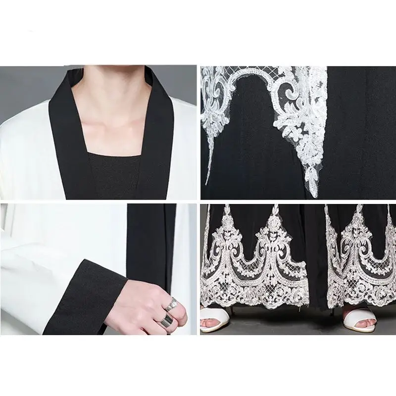 

2020 NEW Plus size WAbaya Kimonos Musulmane Women Long Lace Maxi Cardigan Dubai Turkish Islamic Arab Prayer Clothing No Hijabs