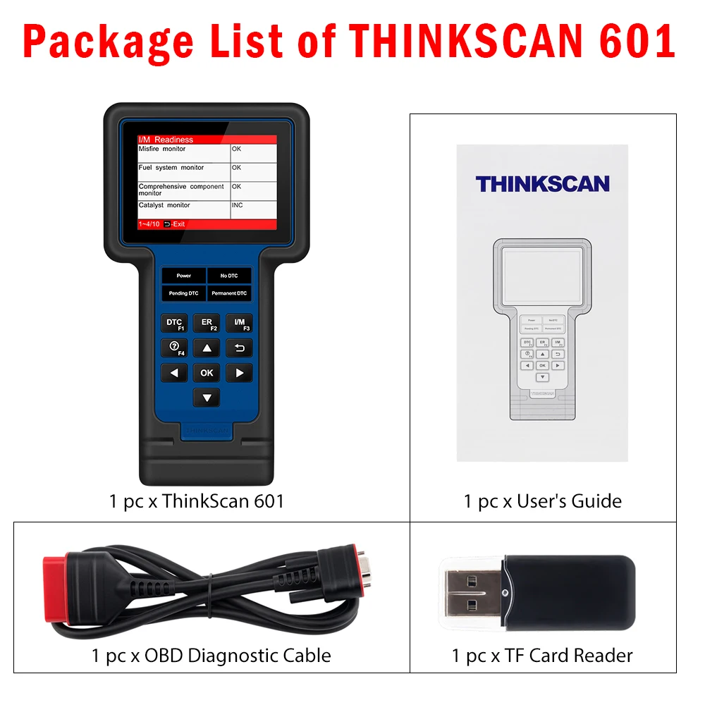 Автомобильный диагностический инструмент OBD2 THINKSCAN TS601For En/ABS/SRS & 4 Reset услуги PK NT650
