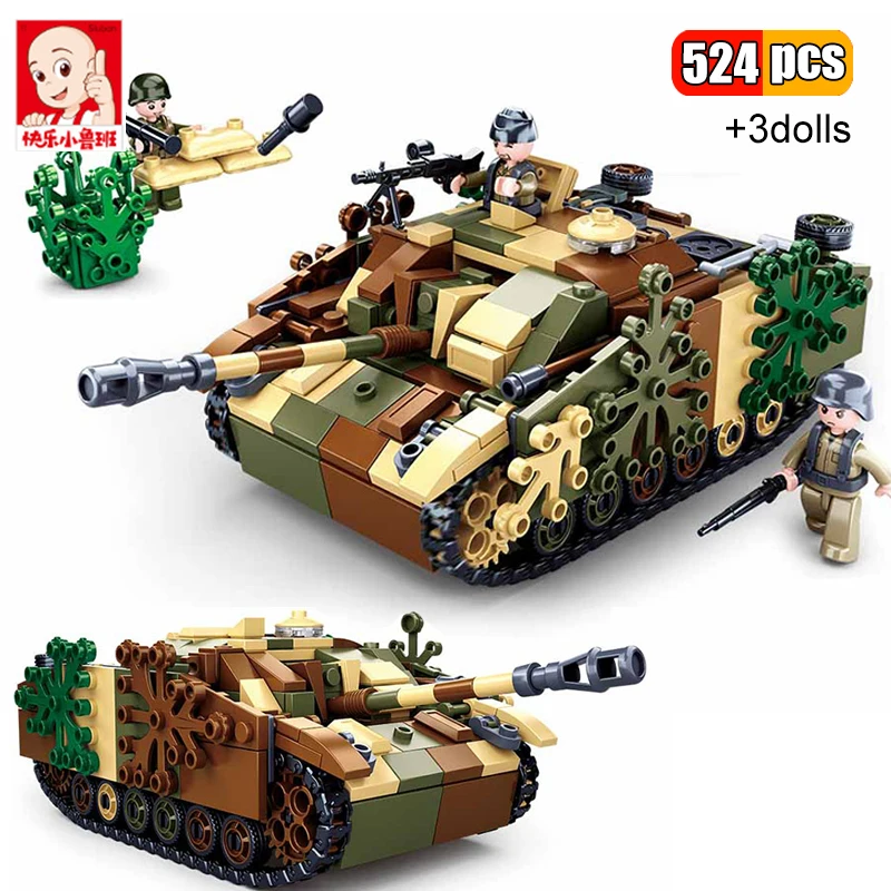 

Sluban 524 шт. немецкий военный Танк STUG III бронированный пистолет Танк строительные блоки солдаты модель оружия Сделай Сам Кирпичи игрушки для м...