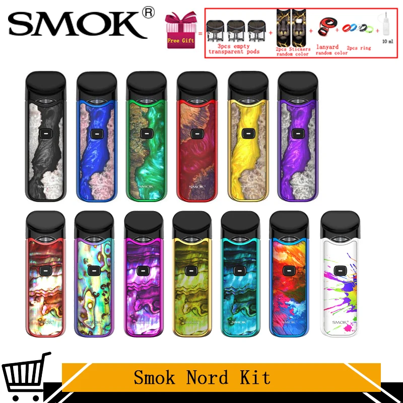 Оригинальный Smok Nord Pod Комплект 15 Вт 3 мл картридж 1100 мАч батарея Mesh 0 6 Ω катушка и 1 4 для электронной сигареты